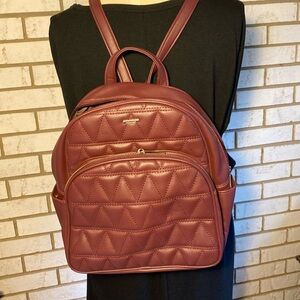 Love nook / maroon quilted backpack   2 zip openings side pockets. 13” X 13”